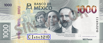 Sealizacin de la ubicacin del folio creciente en el billete de 1000 pesos de la familia G