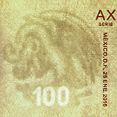 Marca de agua del billete de 100 pesos de la familia F, conmemorativo de la Constitucin de 1917