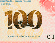 Animacin del efecto de la denominacin multicolor en el billete de 100 pesos de la familia G