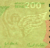 Marca de agua del billete de 200 pesos de la familia F, conmemorativo de la Independencia de Mxico
