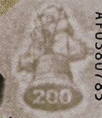 Marca de agua del billete de 200 pesos de la familia G