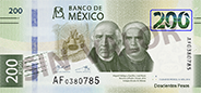 Sealizacin de la ubicacin de la denominacin multicolor en el billete de 200 pesos de la familia G