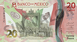 Anverso del billete de 20 pesos conmemorativo del bicentenario de la independencia nacional