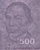 Marca de agua del billete de 500 pesos de la familia G