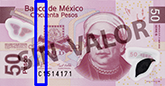Sealizacin de la ubicacin del hilo microimpreso en el billete de 50 pesos de la familia F