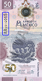 Sealizacin de la ubicacin del folio creciente en el billete de 50 pesos de la familia G