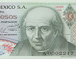 Fragmento del anverso del billete de 10 pesos de la familia AA fabricado por el Banco de Mxico