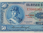 Fragmento del anverso del billete de 50 pesos de la familia AA fabricado por la American Bank Note Company