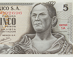 Fragmento del anverso del billete de 5 pesos de la familia AA fabricado por el Banco de Mxico