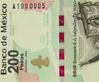 Fragmento del anverso del billete de 200 pesos de la familia F, conmemorativo de la independencia de Mxico