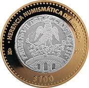 Reverso de la moneda insurgente de la suprema junta de Amrica de la serie tres de la coleccin herencia numismtica