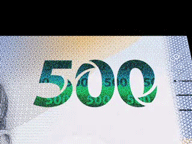 Animacin del efecto de la denominacin multicolor en el billete de 500 pesos de la familia G