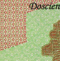 Ejemplo de fondo lineal en el anverso del billete de 200 pesos de la familia F, conmemorativo de la Independencia de Mxico