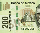 Fragmento del anverso del billete de 200 pesos de la familia F