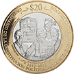 Reverso de la moneda de 20 pesos de la familia C, conmemorativa del centenario de la Constitucin de 1917