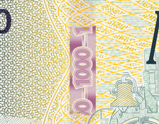 Animación del efecto del hilo dinámico en el billete de 1000 pesos de la familia G