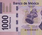Fragmento del anverso del billete de 1000 pesos de la familia F