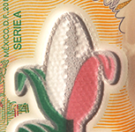 Ventana transparente del billete de 100 pesos de la familia F, conmemorativo de la Revolución Mexicana