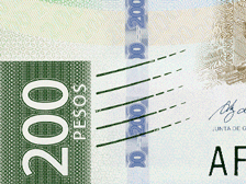 Animación del efecto del hilo dinámico en el billete de 200 pesos de la familia G