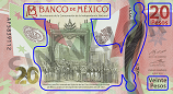 Señalización de los relieves sensibles al tacto en el billete de 20 pesos conmemorativo del bicentenario de la independencia nacional
