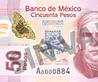 Fragmento del anverso del billete de 50 pesos de la familia F1