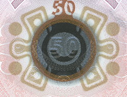Ventana transparente del billete de 50 pesos de la familia G