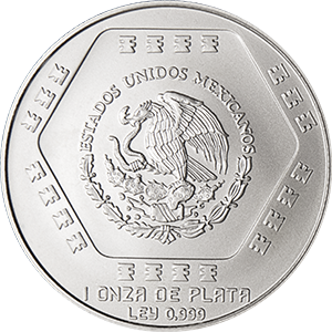 Anverso de la moneda pirmide del castillo en acabado satn, coleccin precolombina en plata, coleccin maya