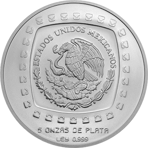 Anverso de la moneda cabeza olmeca en acabado sat�n, colecci�n precolombina en plata, colecci�n olmeca