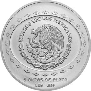 Anverso de la moneda pir�mide del sol en acabado sat�n, colecci�n precolombina en plata, colecci�n teotihuacana