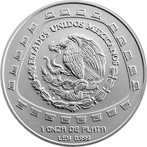 Anverso de la moneda atlantes en acabado satn, coleccin precolombina en plata, coleccin tolteca
