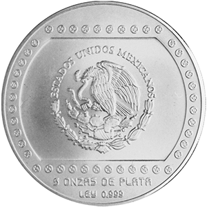 Anverso de la moneda en acabado satn pirmide de El Tajn, coleccin Precolombina plata, coleccin del centro de Veracruz