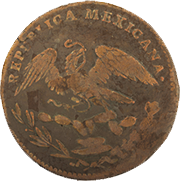 Anverso de la moneda republicana de cobre de un cuarto de real