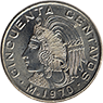 Reverso de la moneda de 50 centavos de la familia AA, Cuauhtémoc