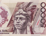Fragmento del anverso del billete de 50 mil pesos de la familia A