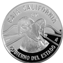 Reverso de la moneda de plata conmemorativa de la Unin de los Estados en una Federacin, segunda fase, emblemtica, Baja California