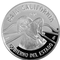 Reverso de la moneda de plata conmemorativa de la Uni�n de los Estados en una Federaci�n, segunda fase, emblem�tica, Baja California