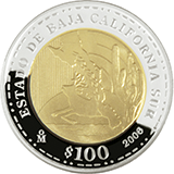 Reverso de la moneda bimet�lica conmemorativa de la Uni�n de los Estados en una Federaci�n, segunda fase, emblem�tica, Baja California Sur
