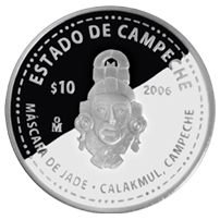 Reverso de la moneda de plata conmemorativa de la Uni�n de los Estados en una Federaci�n, segunda fase, emblem�tica, Campeche