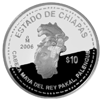 Reverso de la moneda de plata conmemorativa de la Uni�n de los Estados en una Federaci�n, segunda fase, emblem�tica, Chiapas