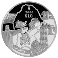 Reverso de la moneda de plata conmemorativa de la Unin de los Estados en una Federacin, segunda fase, emblemtica, Coahuila