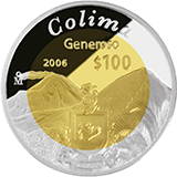 Reverso de la moneda bimet�lica conmemorativa de la Uni�n de los Estados en una Federaci�n, segunda fase, emblem�tica, Colima