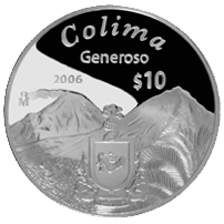 Reverso de la moneda de plata conmemorativa de la Uni�n de los Estados en una Federaci�n, segunda fase, emblem�tica, Colima