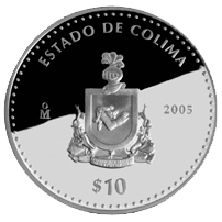 Reverso de la moneda de plata conmemorativa de la Uni�n de los Estados en una Federaci�n, primera fase, her�ldica, Colima