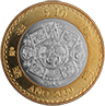 Reverso de la moneda de 10 pesos de la familia C, conmemorativa del cambio de milenio