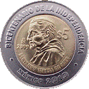 Reverso de la moneda de 5 pesos, conmemorativa del centenario de la Independencia, Servando Teresa de Mier