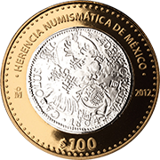 Reverso de la moneda virreinal con resellos de filipinas y chops de la serie dos de la colecci�n herencia numism�tica