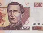 Fragmento del anverso del billete de 500 pesos de la familia D1