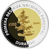 Reverso de la moneda bimetlica conmemorativa de la Unin de los Estados en una Federacin, segunda fase, emblemtica, Durango