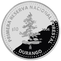 Reverso de la moneda de plata conmemorativa de la Uni�n de los Estados en una Federaci�n, segunda fase, emblem�tica, Durango