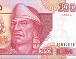 Fragmento del anverso del billete de 100 pesos de la familia D